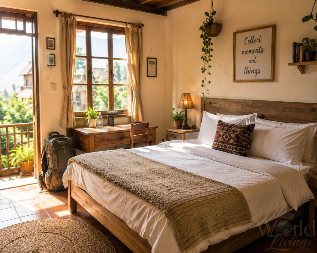 How to Balance Comfort and Budget While Traveling 2 Balance Comfort and Budget. Cozy guesthouse room with natural light and a comfortable bed.