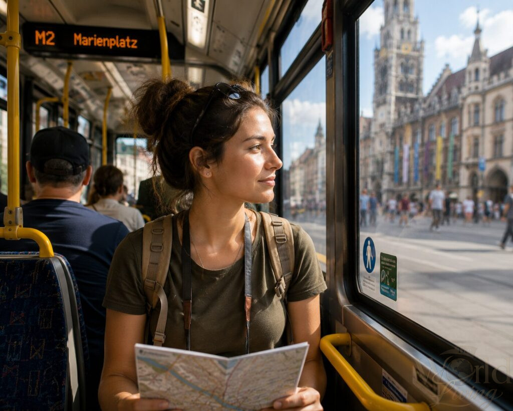 How to Balance Comfort and Budget While Traveling 4 Balance Comfort and Budget. Traveler using public transport in a foreign city.