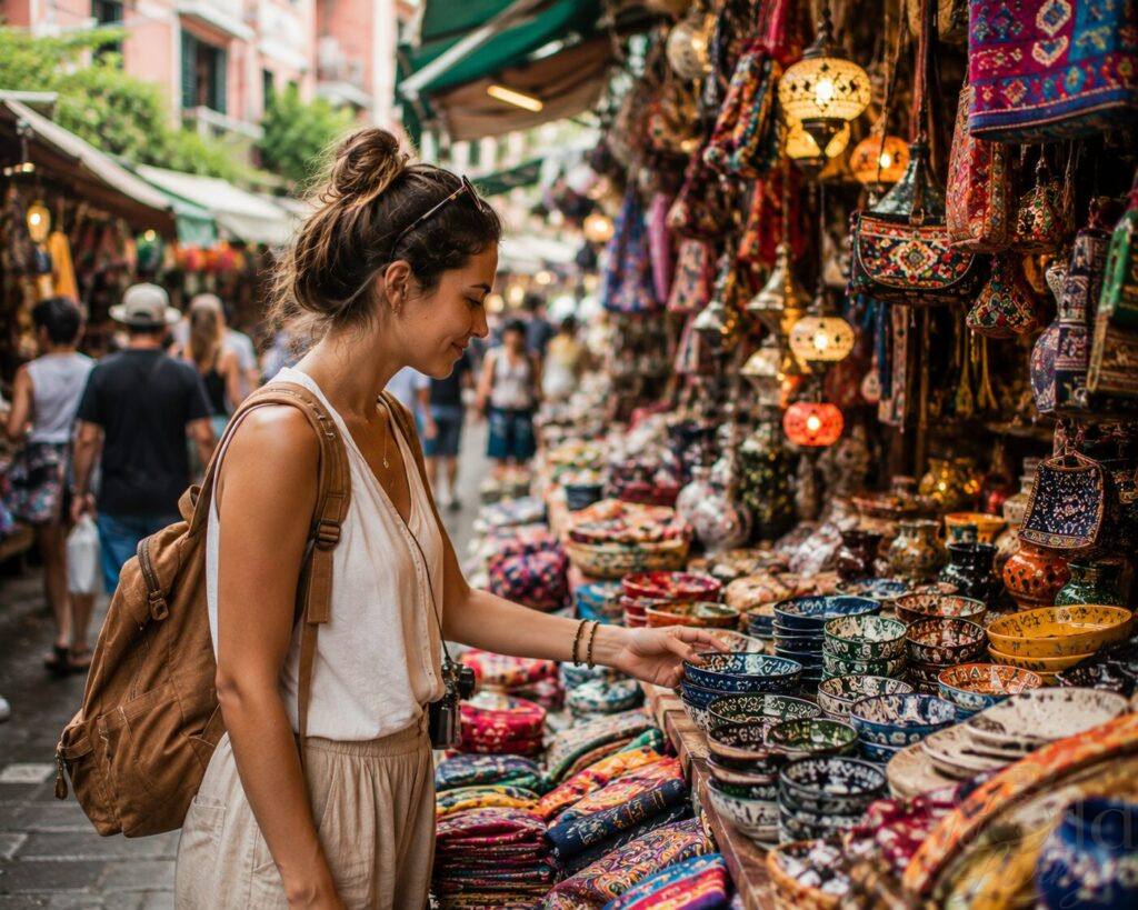 Why Solo Travel Helps You Connect More With Local Life 3 Solo Travel Helps You Connect More.
Solo traveler browsing a vibrant local market.