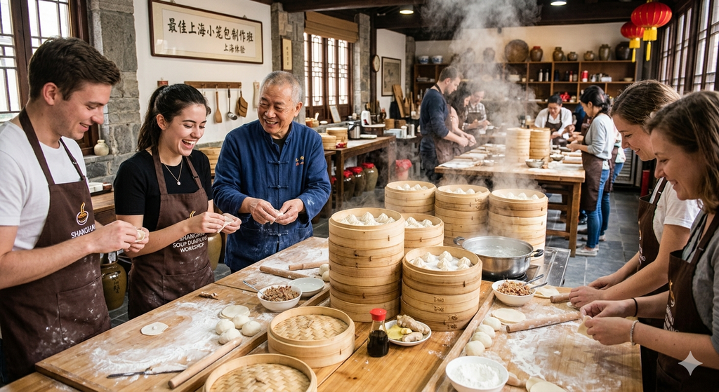 Best Dumpling-Making Classes to Try in China 3 Best Dumpling Making Classes to Try in China featuring Shanghai xiaolongbao workshop with steaming baskets