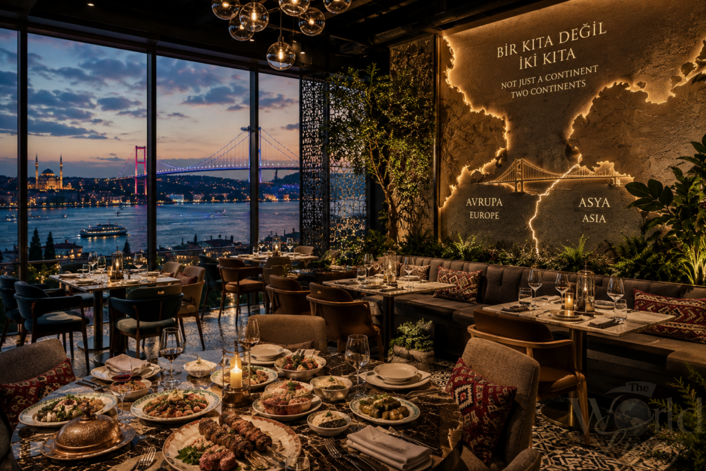 What Makes Turkish Cuisine a Bridge Between Continents 3 Turkish Cuisine. modern Turkish restaurant interior showing bridge between continents dining experience.