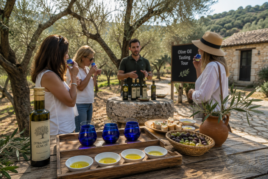 Best Olive Oil Tasting Tours in Greece 2 Olive Oil Tasting Tours in Greece. Greek olive oil tasting tour in a traditional grove.