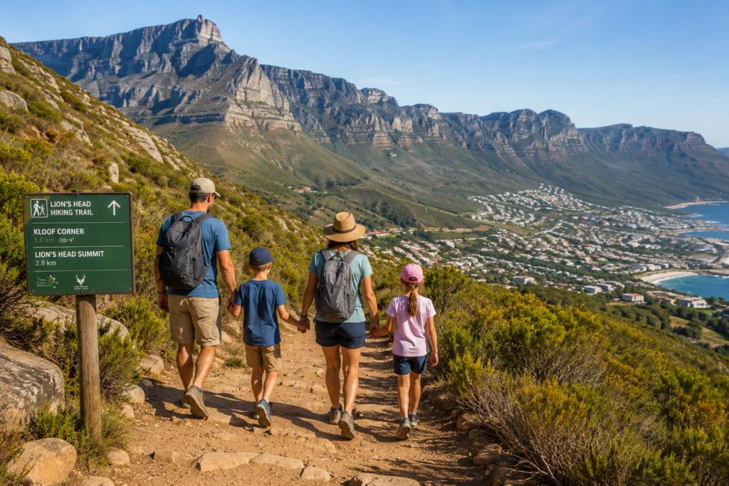 Best Hiking Trails Near Cape Town for Every Level 2 Hiking Trails Near Cape Town. family hiking trail near Cape Town with mountain backdrop.