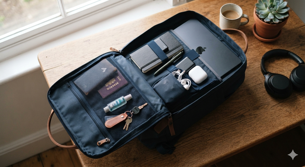 How to Pack Your Tech Gear for Travel – Smart Tips & Savings 2 How to Pack Your Tech Gear for Travel- organized backpack with laptop and accessories.
