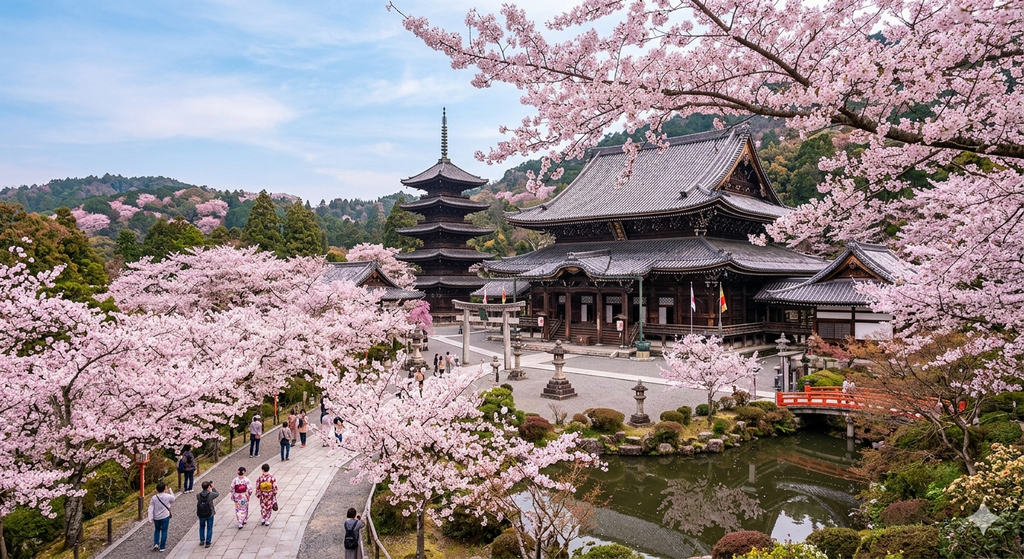 The Best Countries in Asia for First-Time Solo Travelers 3 Asia for First-Time Solo Travelers. A traditional Japanese temple with cherry blossoms in full bloom.