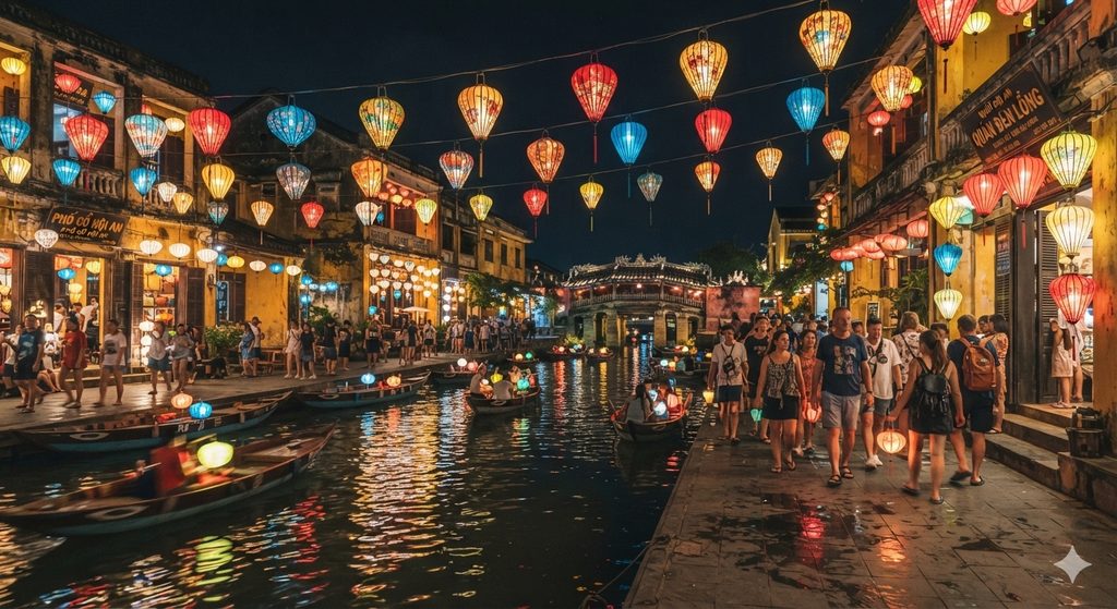 A 9-Day Vietnam Itinerary From North to South 3 Colorful lanterns glowing in Hoi An Ancient Town at night, 9-Day Vietnam Itinerary From North to South.