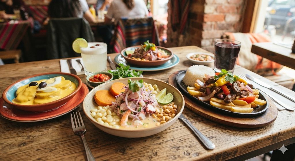 Peruvian Cuisine: What Makes It One of the World's Best 2 Colorful plates of Peruvian Cuisine featuring ceviche and lomo saltado.