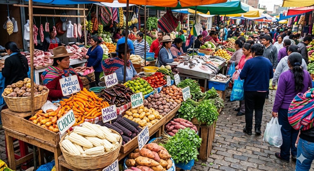 Peruvian Cuisine: What Makes It One of the World's Best 3 Market stalls offering fresh ingredients for Peruvian Cuisine.